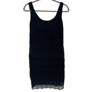 J Crew Factory Little Black Dress with Crochet Overlay